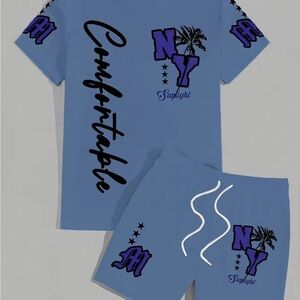 Blue Graphic Men's Set